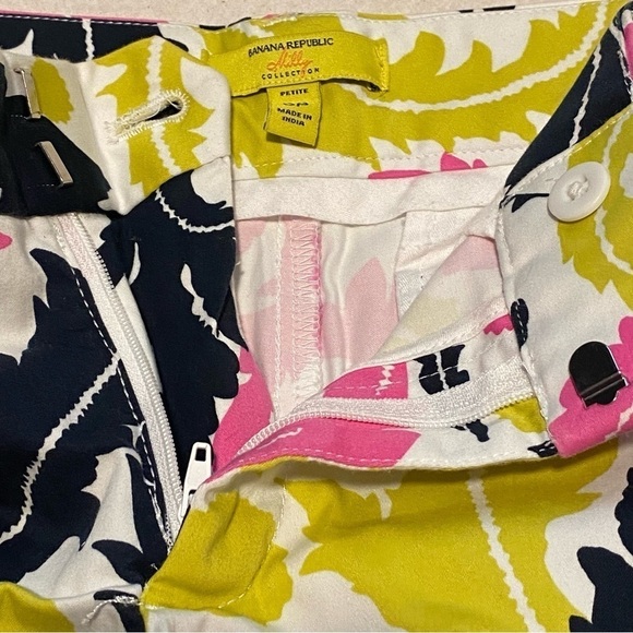 Banana Republic Lime, Pink, Navy, White Floral Print Shorts Cotton Spandex 6P - Picture 6 of 11